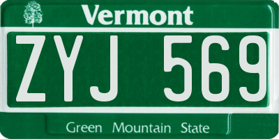 VT license plate ZYJ569