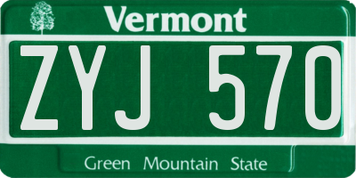 VT license plate ZYJ570