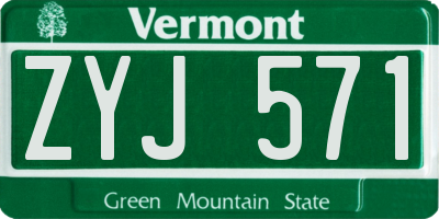 VT license plate ZYJ571