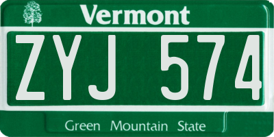 VT license plate ZYJ574