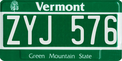 VT license plate ZYJ576
