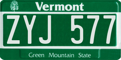 VT license plate ZYJ577