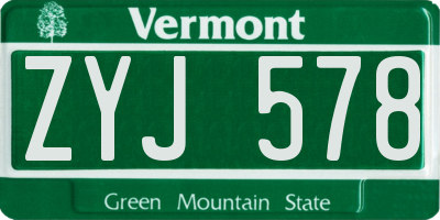 VT license plate ZYJ578