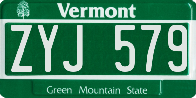 VT license plate ZYJ579