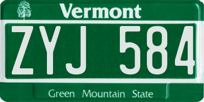 VT license plate ZYJ584
