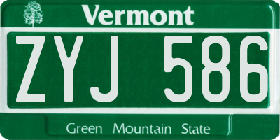 VT license plate ZYJ586