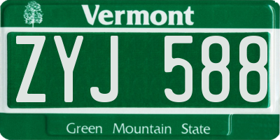 VT license plate ZYJ588