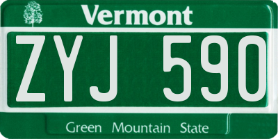 VT license plate ZYJ590