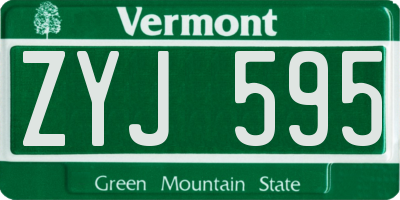 VT license plate ZYJ595