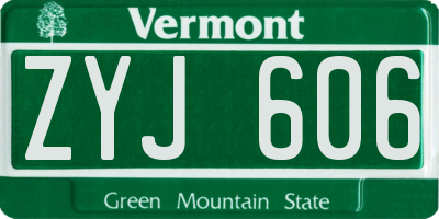 VT license plate ZYJ606