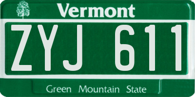 VT license plate ZYJ611