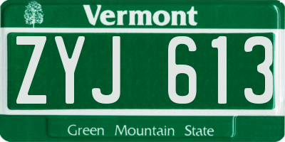 VT license plate ZYJ613