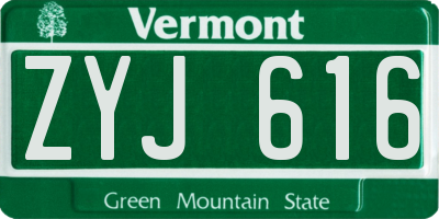 VT license plate ZYJ616