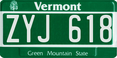 VT license plate ZYJ618