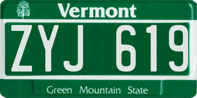 VT license plate ZYJ619