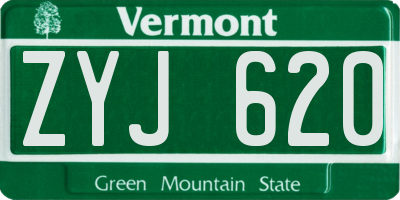 VT license plate ZYJ620