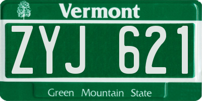 VT license plate ZYJ621