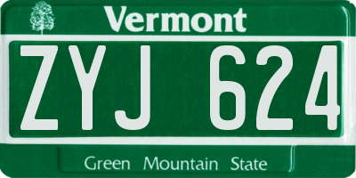 VT license plate ZYJ624