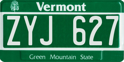 VT license plate ZYJ627
