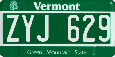 VT license plate ZYJ629