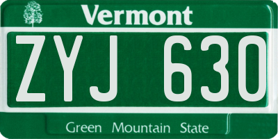 VT license plate ZYJ630