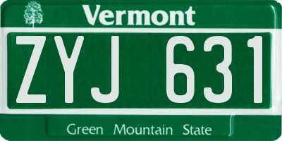 VT license plate ZYJ631
