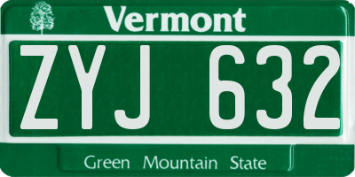 VT license plate ZYJ632