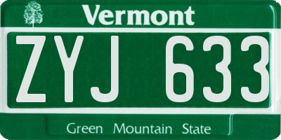 VT license plate ZYJ633