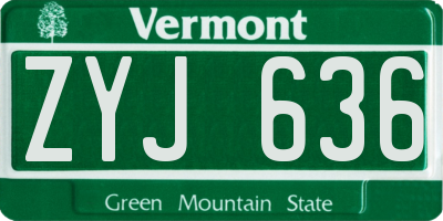 VT license plate ZYJ636