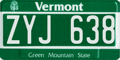 VT license plate ZYJ638