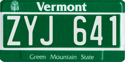 VT license plate ZYJ641