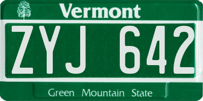 VT license plate ZYJ642