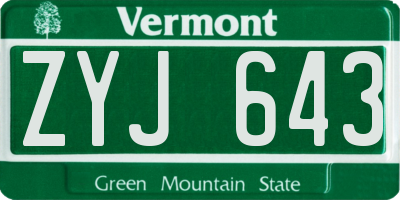 VT license plate ZYJ643