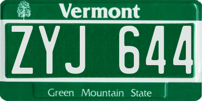 VT license plate ZYJ644