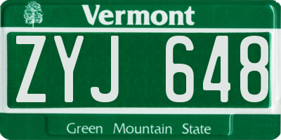 VT license plate ZYJ648