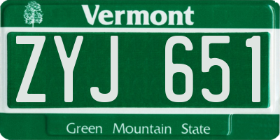 VT license plate ZYJ651