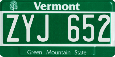 VT license plate ZYJ652