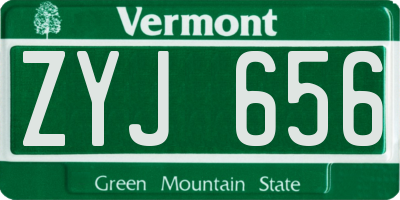 VT license plate ZYJ656