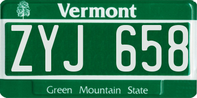 VT license plate ZYJ658