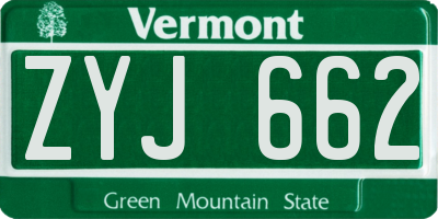 VT license plate ZYJ662