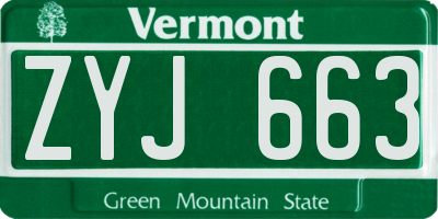 VT license plate ZYJ663