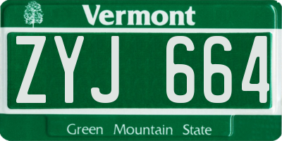 VT license plate ZYJ664