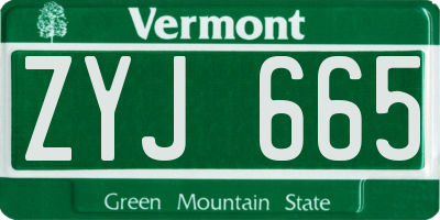 VT license plate ZYJ665