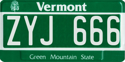 VT license plate ZYJ666