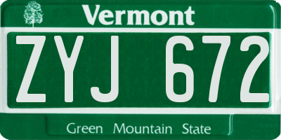 VT license plate ZYJ672