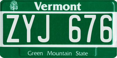 VT license plate ZYJ676