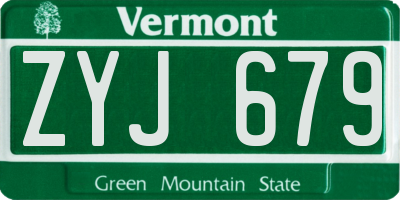 VT license plate ZYJ679