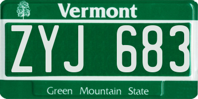 VT license plate ZYJ683