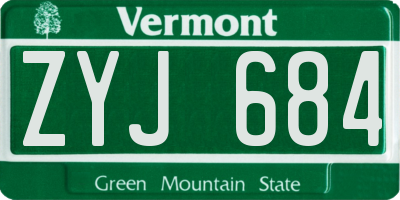 VT license plate ZYJ684