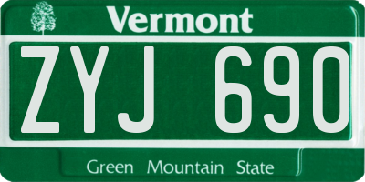 VT license plate ZYJ690